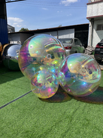 Ballon publicitaire gonflable en PVC, sphère suspendue irisée personnalisable, boule miroir flottante