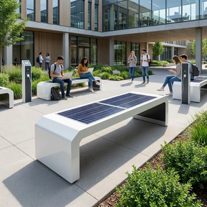 Banc solaire intelligent pour ville connectée |   Siège public extérieur en aluminium/acier avec charge USB et éclairage LED pour parc - Product Image 3