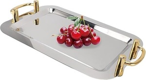 Faizacraft Atractiva bandeja de servicio de oro martillado Forma de cuenco de metal redondo para Ramadán y Diwali Juego decorativo - Product Image 2