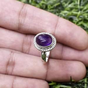 Anillo Vintage de Plata de Ley 925 con piedras preciosas lisas con forma ovalada de amatista azul Naturel para mujer, pedido a granel, precio al por mayor - Product Image 5