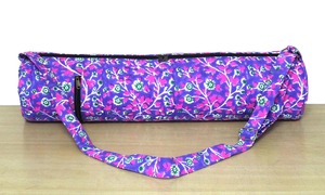 Sac de transport de tapis de yoga de luxe en coton léger à motifs floraux indiens imprimés à la main, avec bandoulière et fermeture éclair, idéal pour le voyage et la salle de sport - Product Image 4