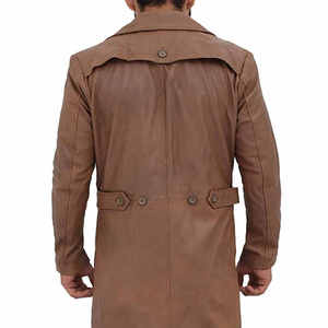 Wholesale Factory Price Private Label Men Long <b>Leather</b> <b>Trench</b> <b>Coat</b> Latest Fashion Regular Fit Breathable <b>Leather</b> <b>Trench</b> <b>Coats</b> - Product Image 5
