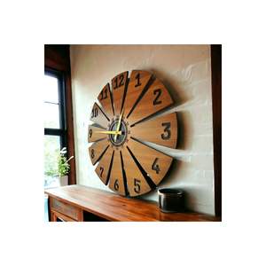 50cm Wooden Walnut Furniture Patterned <b>Silent</b> <b>Wall</b> <b>Clock</b> Colorful Gift Idea - Product Image 2