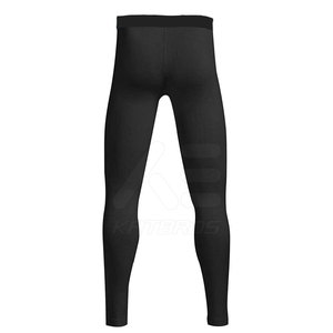 Leggings de yoga sans couture pour hommes, taille mi-haute, noir uni, en Spandex et Polyester, taille élastique, séchage rapide, respirant - Product Image 3