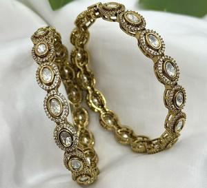 กำไลทองชุบคุณภาพสูง ดีไซน์แบบดั้งเดิม สามารถเปิดได้ ชุดกำไลสองวง สำหรับงานแต่งงาน สำหรับผู้หญิง - Product Image 1