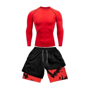 Custom <b>Compression</b> Pants And T Shirt <b>Men</b> Gym Training Wear Sublimation Tracksuit Polyester Spandex Blank <b>Tights</b> - Product Image 6