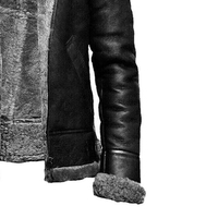 Veste bomber en peau de mouton noire OEM pour homme, vêtements d'extérieur en cuir de qualité supérieure personnalisés pour l'hiver, fabriqués à Sialkot, Pakistan