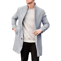 Traje de Invierno para Hombre, Abrigo de Lona con Forro Polar, Cuello Redondo, Color Sólido, Abrigo Largo Reversible con Piel de Zorro, Antiarrugas