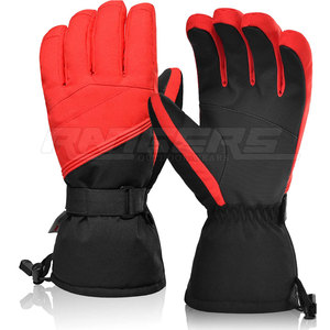 Guantes de esquí térmicos impermeables Rojo Negro Diseño transpirable para adultos Guantes de invierno para snowboard al aire libre - Product Image 1