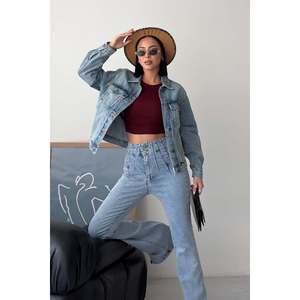 Veste en jean classique à col boutonné avec poche 6081 - Denim bleu moyen - Product Image 1