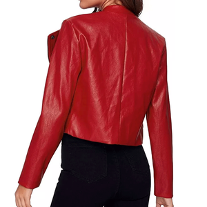 <b>Women's</b> Genuine Lambskin Leather Motorcycle Jacket Slim Fit Biker <b>Coat</b> with Crop Design and Breathability Feature - Product Image 6