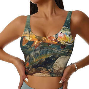 Soutien-gorge de sport pour femmes, léger, respirant, écologique, avec logo personnalisé imprimé, UPF 50, extensible, pour la pêche, le fitness en plein air, l'eau - Product Image 1