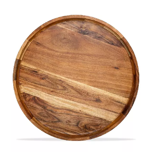 latest Vintage Eco-Friendly Wooden 3 Compartment Divided Wood Plate Handcrafted Acacia <b>Dessert</b> Dish Serving Trays for sale - Product Image 3