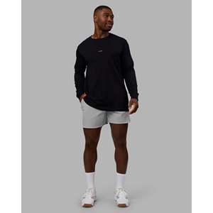 T-shirt à manches longues en coton compressé et mélange de bambou pour l'exercice - Noir - Product Image 4