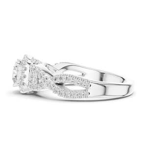 Anillo de Compromiso con Halo de Diamantes de Laboratorio Redondos Brillantes de 1.22 CT, Claridad VVS-VS EF, Oro de 18K, 14K, 10K y Plata 925, Color Rosa - Product Image 6