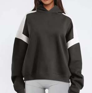 เสื้อฮู้ดแขนยาวโอเวอร์ไซส์ของผู้หญิง, ดีไซน์เปิดไหล่เสื้อกีฬาลำลองใส่ได้ทุกวันหลากสี - Product Image 3