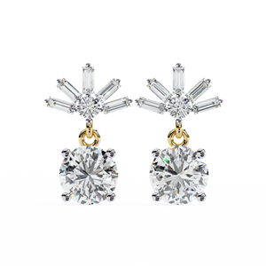 Clous d'oreilles personnalisables en or blanc 10K 14K 18K avec diamant de laboratoire vintage certifié CVD HPHT VVS IGI Bijoux pour femmes - Product Image 1