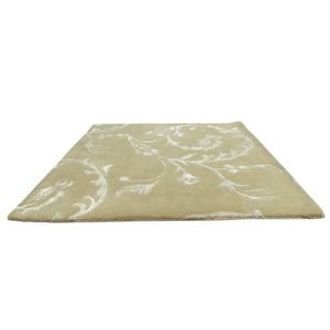 พรมปูพื้นลายพิมพ์นามธรรมสีเหลืองเทาแบบวินเทจ ทอจากใยไผ่และไหม ป้องกันการลื่น ขนยาว ใช้ได้ทุกฤดู ผลิตด้วยมือ พร้อมแผ่นรองไนลอน - Product Image 3