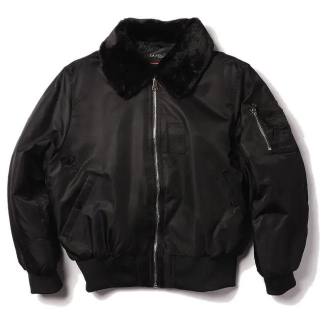 2025 New Style Bomber Jacket With Original Fur Collar Custom Embroidery Bomber Jacket Zipper Oversized Bomber Jacket
