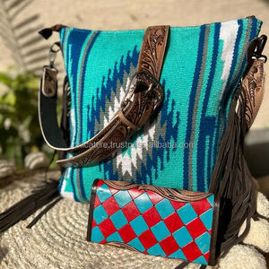 กระเป๋าถือหนังแบบมีพู่ห้อยสไตล์ตะวันตกแบบดั้งเดิมสไตล์แอซเท็ก - Product Image 4