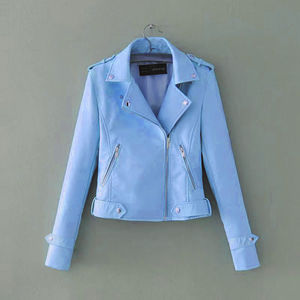 Automne et hiver nouvelles femmes veste en cuir veste en cuir mince mode femmes en gros en gros moto dames véritable - Product Image 2