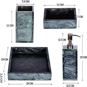 Ensemble de salle de bain en résine transparente avec coquillages intégrés et ensemble de salle de bain en résine design à paillettes avec texture artistique en marbre - Product Image 5