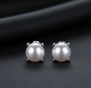 ต่างหูมุกแท้สีขาวธรรมชาติเงินแท้ 925 สำหรับผู้หญิง สวมใส่ได้ทุกวัน ต่างหูขนาดเล็ก ของขวัญสำหรับเธอ - Product Image 5