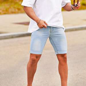 Qualité supérieure Hommes Nouveau Modèle Taille Haute Casual Denim Shorts Respirant Léger Lavage Style Droit - Product Image 5