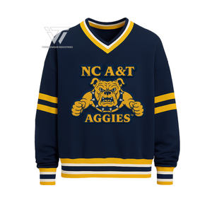 Wholesale HBCU North | Carolina A&T | NC A&T Collegiate Apparel Unisex Oversized Chenille Embroidered V-Neck Sweatshirt - Product Image 1