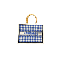 Bolsos Tote Bordados a Mano con Cuentas, Diseño Sólido, Cierre de Cremallera, Diseño Abierto, Nombres Personalizados, Logotipo, Lona Resistente, Estilo Vintage
