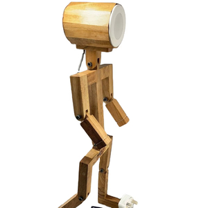 โคมไฟตั้งโต๊ะปรับได้สำหรับยามค่ำคืนแบบพิเศษใช้ในร่มโคมไฟตั้งโต๊ะรูปหุ่นยนต์ทำจากไม้ - Product Image 4