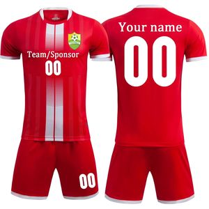 ชุดกีฬาฟุตบอลแบบปรับแต่งได้ เสื้อผ้าตาข่ายระบายอากาศสำหรับทุกเพศ ชุดเสื้อและกางเกงขาสั้น ป้องกันแบคทีเรีย พร้อมสกรีนชื่อทีมและชื่อผู้เล่นได้ - Product Image 2