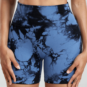 Pantalones cortos deportivos de gimnasio para mujer personalizados Ropa de Yoga de alta calidad Verano Fitness Tie-Dye 100% Algodón Push up - Product Image 4