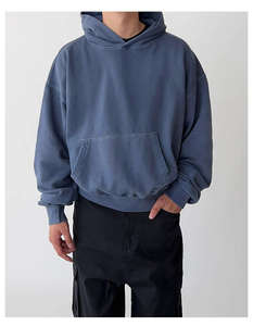 Sudadera con Capucha para Hombre, 100% Algodón Grueso, Logotipo Bordado Personalizado en la Parte Delantera, Hombros Caídos, Corte Regular, Forro de Felpa Lavado - Product Image 4