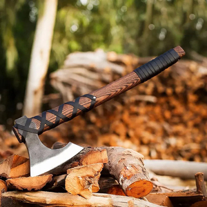 Hacha Vikinga Hecha a Mano de Acero al Carbono con Mango de Madera, Forjada a Mano, Tomahawk, Hacha de Supervivencia y Combate para Exteriores - Product Image 3