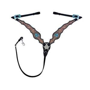 Ensemble serre-tête et collier de poitrine en cuir Western Handtooled Bride de cheval confortable de qualité supérieure - Product Image 3