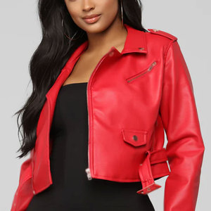 Vestes en cuir fabriquées par OEM pour femmes Vestes en cuir à la mode col montant pour femmes - Product Image 5
