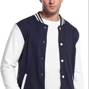 <b>Men's</b> High Quality Wool Varsity <b>Jacket</b> Customizable Formal <b>Suede</b> Baseball Collarless Design Double Breasted Loose Casual Style - Product Image 1