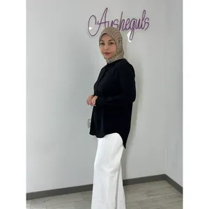 Tunique Classique Premium pour Femme, Coupe Ample, en Popeline de Soie Vintage avec Col Nœud et Logo Brodé, Taille XL, Style Décontracté - Product Image 2