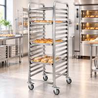 Chariot de boulangerie commercial personnalisé en acier inoxydable pour plateaux de cuisson et bacs à pain