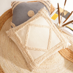 Funda de Cojín Elegante de Lino de Alta Calidad con Borlas y Adornos Hechos a Mano, un Artículo Hermoso - Product Image 1
