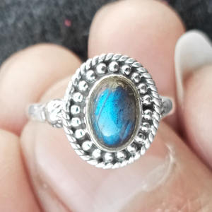 925 Sterling Silver Fire Labradorite Gemstone <b>Ring</b> Fine Jewelry for Women & Girls for Engagement & Gift Wholesale Jewelry - Product Image 3