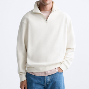Logo de broderie personnalisé fermeture à glissière quart hommes sweat-shirt en coton demi-fermeture éclair pull d'hiver - Product Image 1