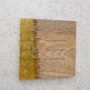 Modern Wholesale Top Quality Customize <b>Square</b> Round Epoxy Wood Resin Best Coaster with Holder <b>Set</b> Top Quality Customize - Product Image 3