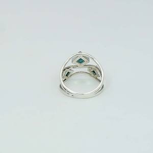 Anillo de múltiples piedras preciosas de plata esterlina sólida 925 con ajuste de bisel Topacio Azul y diamante de corte princesa para piedra DE NACIMIENTO DE DICIEMBRE - Product Image 2