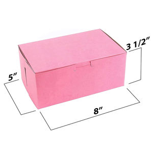 Boîtes à biscuits roses - Taille 8" x 5" x 3 1/2" - Boîte à pâtisserie en kraft enduit d'argile sans fenêtre pour cupcakes, friandises et biscuits - Product Image 3