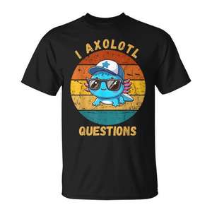 T-shirt mignon rétro bleu Axolotl, design Axolotl style rétro, t-shirt promotionnel - Product Image 2