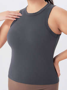 Camiseta Deportiva sin Mangas con Cuello Redondo para Mujer, Talla Grande, Ajustada, Compresión, Sexy, para Gimnasio - Product Image 4