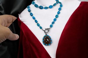 Charme pendentif fin en argent Sterling 925 tranche de tourmaline jaune naturelle pierre taillée à facettes diamant Arizona Turquoise tranche pendentif - Product Image 3