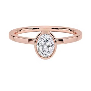 Bague Auréole Ovale en Argent Sterling 925 pour Femme, Solitaire en Or, Moissanite, Diamant - Product Image 2